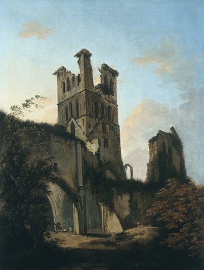 Ruinerna av Llanthony Abbey (olja på duk) av William Hodges
