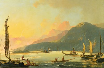 Tahitiska krigsgalärer i Matavai Bay, Tahiti av William Hodges