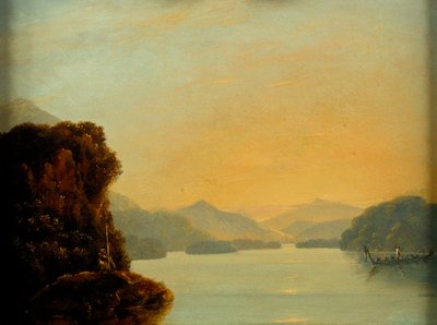 Utsikt i Dusky Bay med en maorikanoot av William Hodges