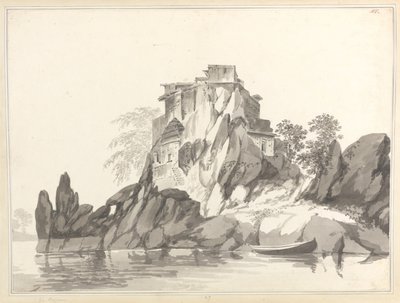 Vy över ön Jangerah [Jahangira] i Ganges mitt emot Sultanganj av William Hodges