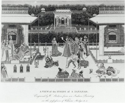 Vy över insidan av en Zananah, graverad av William Skelton (1763-1848) av William Hodges