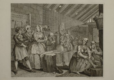En prostituerads liv: plansch 4 av William Hogarth
