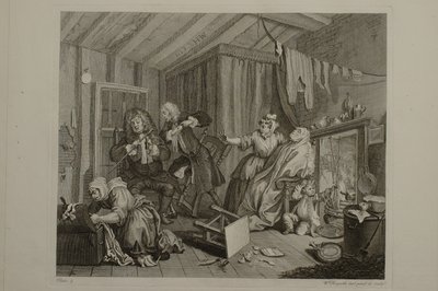 En prostituerads karriär: plansch 5 av William Hogarth