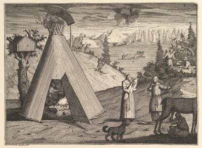 En lappkoja Aubry de La Mottrayes reser genom Europa, Asien och in i en del av..., 1723-24. av William Hogarth