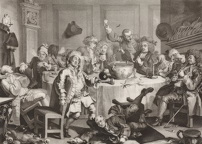 Ett modernt midnattssamtal. 1733 av William Hogarth