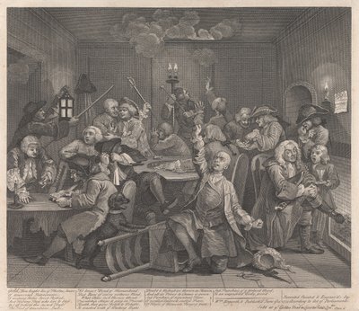 En playboys karriär, plansch 6: Han spelar av William Hogarth