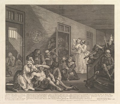 A Rakes Progress, Plate 8, [25 juni 1735] återutgiven 1763. av William Hogarth