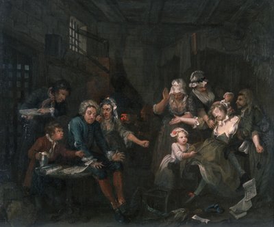 En krattavsgång VII: Krattavsången i fängelset, 1733 av William Hogarth