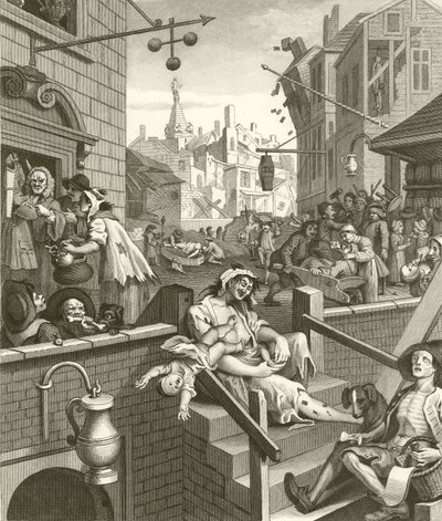 Beer Street och Gin Lane av William Hogarth