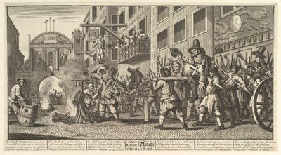 Burning the Rumps at Temple Bar Tolv stora illustrationer till Samuel Butlers Hudibras..., 1725-68. av William Hogarth