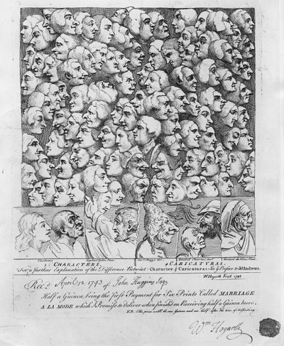 Karaktärer och karikatyrer, publicerade i april 1743 av William Hogarth