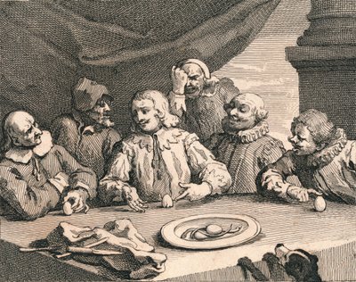 Christopher Columbus knäcker ägget, 1753. av William Hogarth