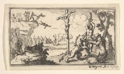 Korsfästelse, etc. John Beaver, romerska militära straff, 1725, efter 1725. av William Hogarth