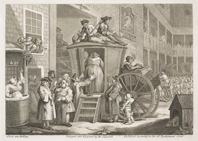 Postdiligensen eller värdshusets gårdsplan på landet av William Hogarth