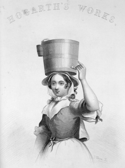 Skildring av J Moore som gravyr av Milk Maid från Hogarths Enraged Musician av William Hogarth