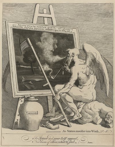 Tidens gud röker en målning (Time Smoking a Picture). 1761 av William Hogarth