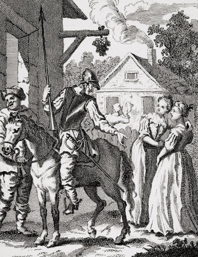 Don Quijote och Sancho Panza på ett värdshus, publicerad 1798 av William Hogarth