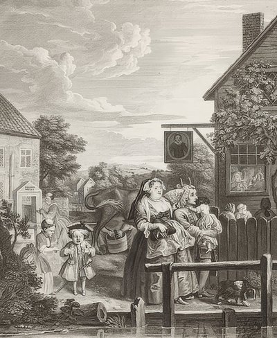 Kväll/kväll. Från: The Four Times of the Day / De fyra tiderna på dagen. 1738 av William Hogarth