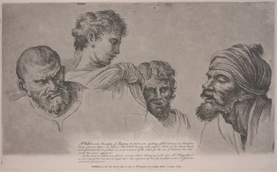 Fyra huvuden från Raphael Cartoons på Hampton Court, ca 1729 (etsning) av William Hogarth