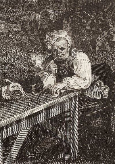 Fyra utskrifter av ett val / De allmänna valen. Blad 2: Canvassing for Votes (detalj, se även bildnummer 51281). 1757 av William Hogarth