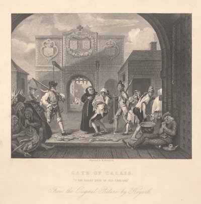 Porten till Calais, graverad av William Radclyffe (1783-1855) av William Hogarth