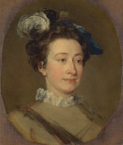 Flicka i en plymerad hatt, ca. 1740. av William Hogarth