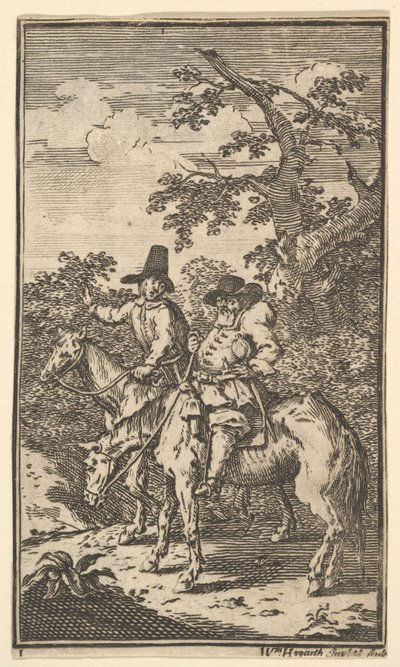 Hudibras Sallying Forth Sjutton små illustrationer för Samuel Butlers Hudibras, nr..., 1721-26. av William Hogarth