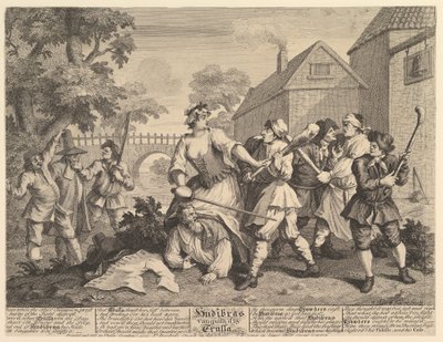 Hudibras besegrad av Trulla Tolv stora illustrationer för Samuel Butlers ..., februari 1725-26. av William Hogarth