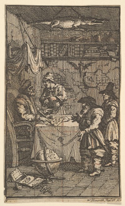 Hudibras besöker Sidrophel Sjutton små illustrationer för Samuel Butlers Hudibras..., 1721-26. av William Hogarth