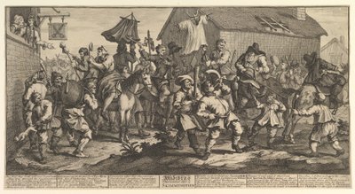 Hudibras and the Skimmington tolv stora illustrationer för Samuel Butlers H..., februari 1725-26. av William Hogarth