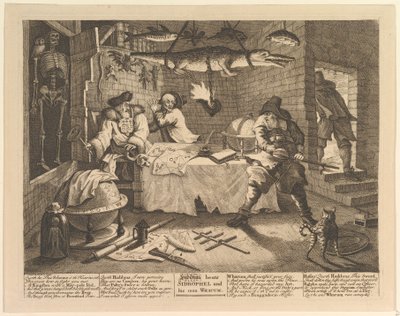 Hudibras slår Sidrophel och hans man Wacum av William Hogarth