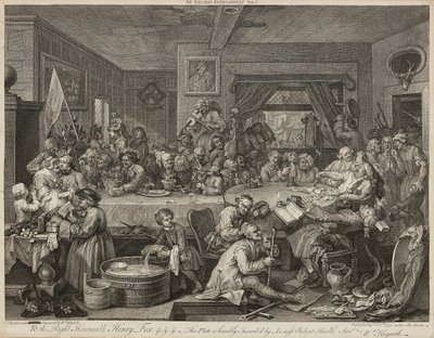 Humors of An Election (uppsättning om fyra) (gravyrer) av William Hogarth