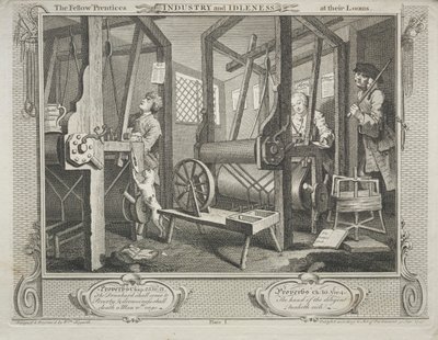 Industri och sysslolöshet: The Fellow Prentices at their Looms av William Hogarth