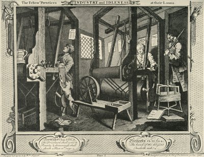 Interiör av en vävarverkstad, 1747, 1925. av William Hogarth