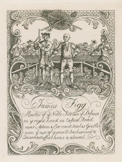 James Figgs handelskort designat av Hogarth av William Hogarth