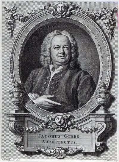 James Gibbs, graverad av Bernard Baron, 1747 av William Hogarth