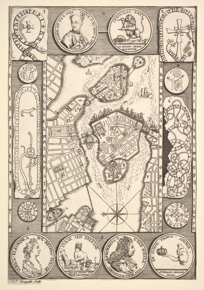 Karta över Stockholm Aubry de La Mottrayes Reser genom Europa, Asien och in i Del..., 1723-24. av William Hogarth