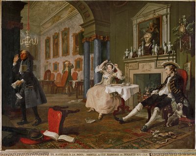 Äktenskap enligt konstens alla regler: 2. Tete à Tete (olja på duk) av William Hogarth