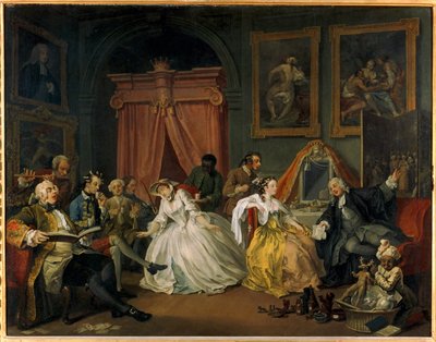 Äktenskap A-la-Mode: 4. The Toilette ... (olja på duk) av William Hogarth