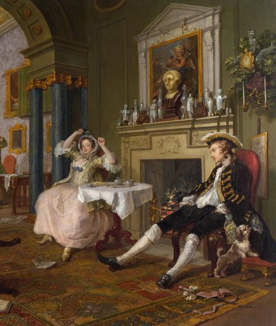 Marriage a la Mode:II- The Tete a Tete, ca 1743 (detalj från 4395) av William Hogarth