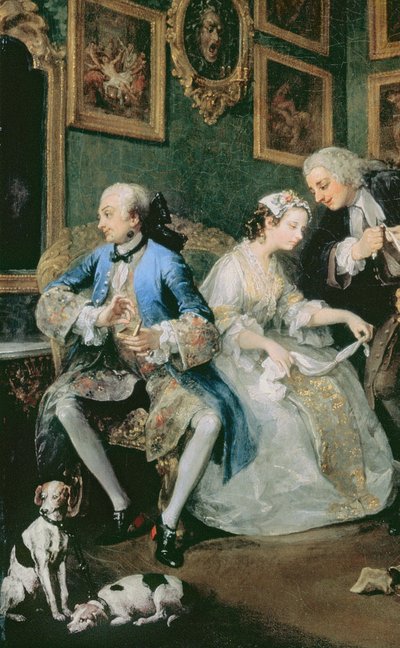 Äktenskap på modet: I - Äktenskapsuppgörelsen, ca 1743 olja på duk detalj av 62692 av William Hogarth