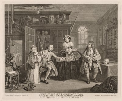 Marriage à la Mode: The Scene with the Quack, 1745. av William Hogarth