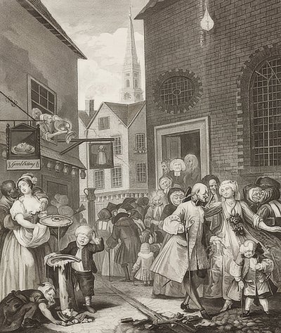 Middag / middag. Från: The Four Times of the Day / De fyra tiderna på dagen. 1738 av William Hogarth