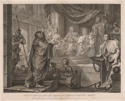 Paul före Félix Stora tallriken, 1752. av William Hogarth