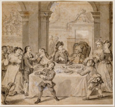 Sancho vid den magnifika festen, från "Don Quijote" av Miguel de Cervantes av William Hogarth