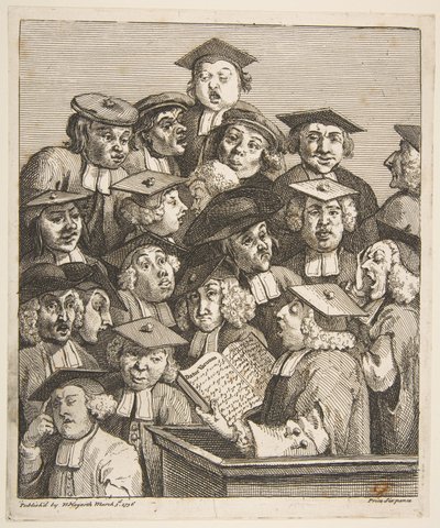 Lärda vid en föreläsning av William Hogarth