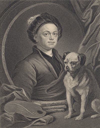 Självporträtt, graverad av J. Mollison av William Hogarth