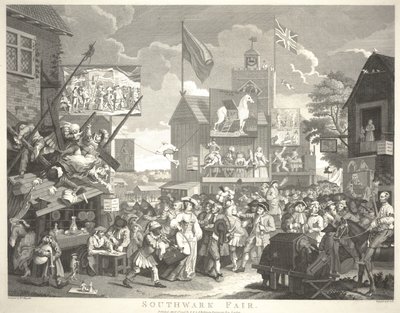 Southwark Fair, graverad av Thomas Cook (1744-1818) av William Hogarth