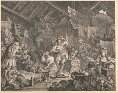 Promenerande skådespelerskor som klär sig i en lada av William Hogarth