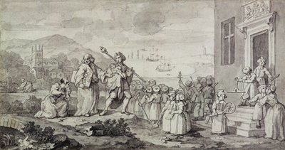 Study for the Foundlings (penna, bläck och tvätt på papper) av William Hogarth